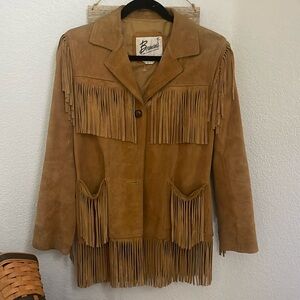 Vintage Womens Berman's Leather Fringe Western Jacket Hong Kong Wear